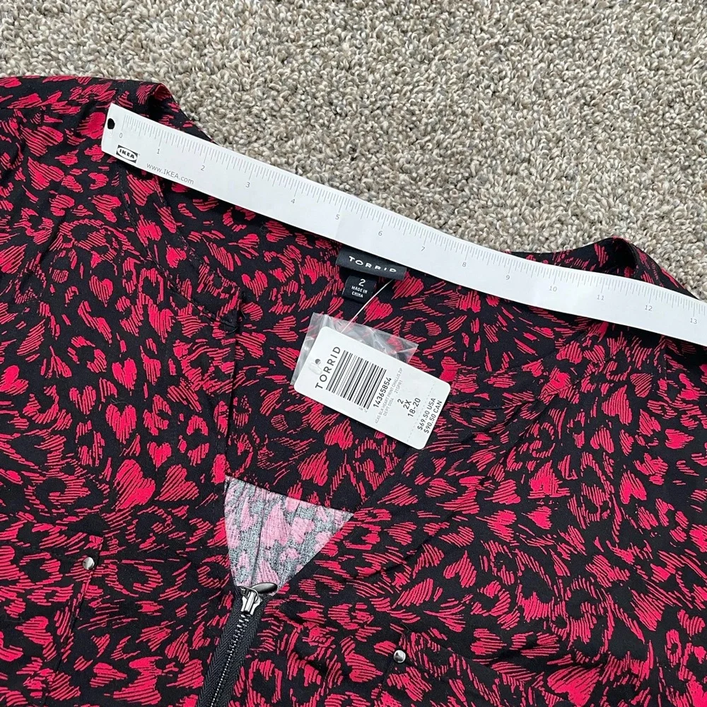 Torrid Red A-Line Midi Dress with V-Neck and Cuffed Sleeves XXL heart Red - Picture 15 of 16